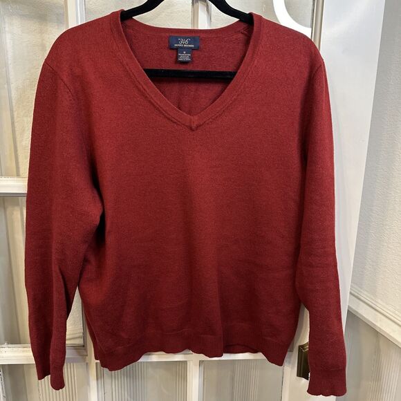 Brooks Brothers 346 Sweater Mens Size Medium M Wool Blend Red V-Neck Pullover - Picture 1 of 13